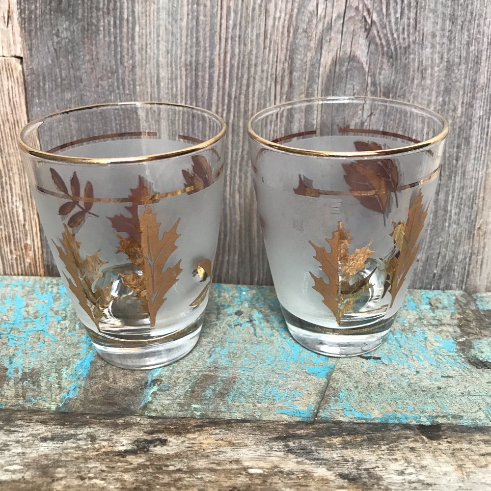 Gold Leaf Glasses (2) MCM